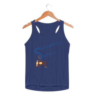 Nome do produtoRegata fem esportiva Nico - macaco surdo - Setembro Surdo