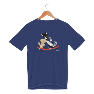 Nome do produtoCamiseta esportiva Café e Chico - cachorros no skate 