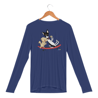 Nome do produtoManga longa esportiva Café e Chico - cachorros no skate 