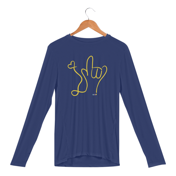 Manga longa esportiva I love you (amarela) ASL/ Libras)