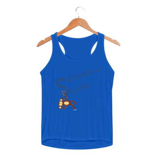 Nome do produtoRegata fem esportiva Nico - macaco surdo - Setembro Surdo