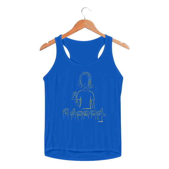 Regata fem esportiva Brasil (sinal em Libras) amarelo