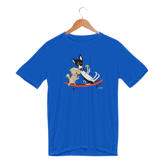 Nome do produtoCamiseta esportiva Café e Chico - cachorros no skate 
