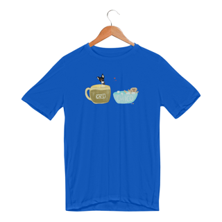 Nome do produtoCamiseta esportiva Café e Chico - banho e café