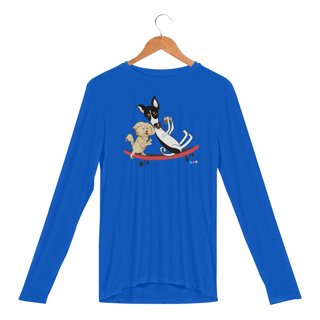 Nome do produtoManga longa esportiva Café e Chico - cachorros no skate 