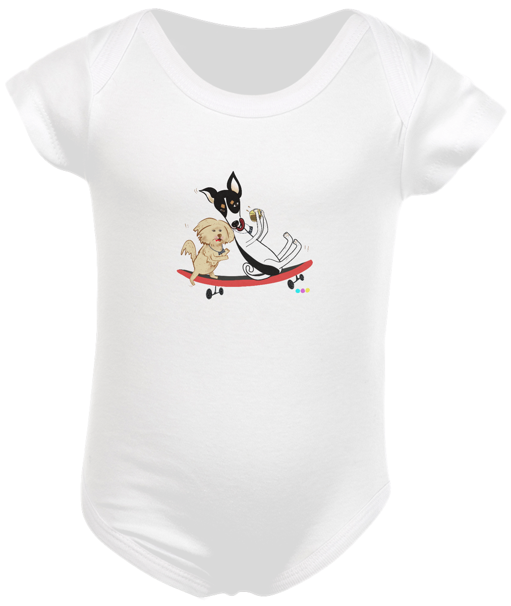 Nome do produto: Body Café e Chico - cachorros no skate