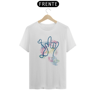 Nome do produtoCamiseta I love you - aquarela (Libras)