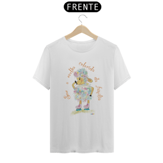 Nome do produtoCamiseta Raibow - ovelha colorida - com frase