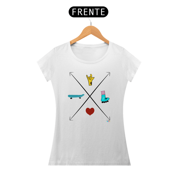 Baby look Setas - love skate e patins (ASL/ Libras)