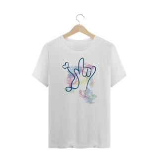 Nome do produtoCamiseta plus size I love you - aquarela (Libras)