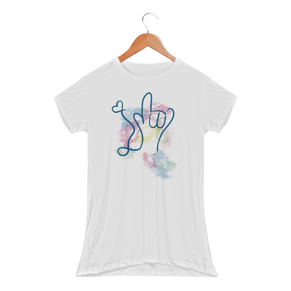 Baby look esportiva I love you (aquarela) ASL/ Libras 