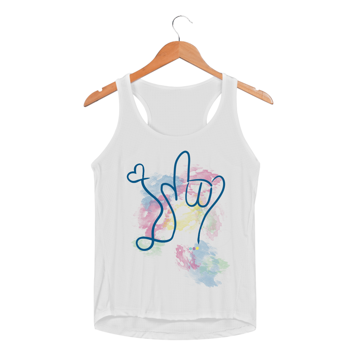 Nome do produto: Regata fem esportiva I love (aquarela) ASL/Libras 