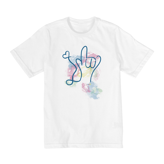 Camiseta infantil I love you (aquarela) 