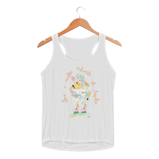 Nome do produtoRegata fem esportiva Raibow - ovelha colorida - com frase 