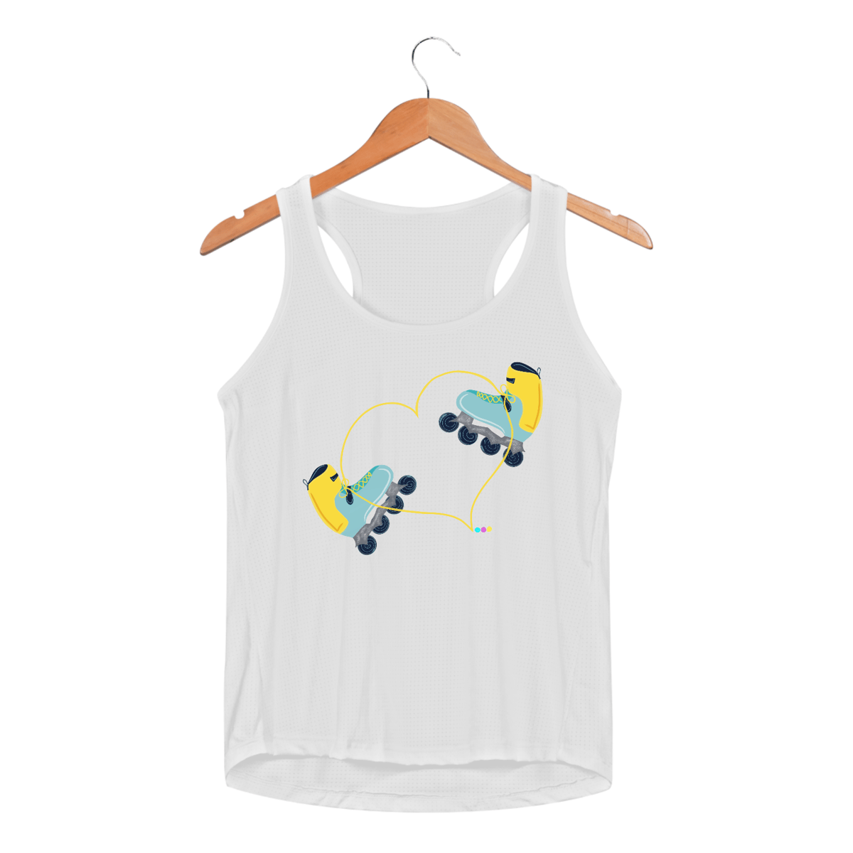 Nome do produto: Regata fem esportiva Patins (cadarço coração)