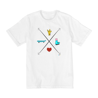 Nome do produtoCamiseta infantil Setas (love skate e patins)