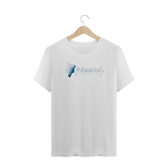 Camiseta plus size Brasil (mapa e soletração - azul) 