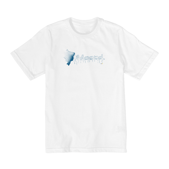 Camiseta infantil Brasil (mapa e soletração - azul) 