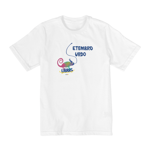 Camiseta infantil Klaus - camaleão surdo - Setembro Surdo