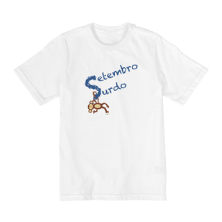 Nome do produtoCamiseta infantil Nico - macaco surdo - Setembro Surdo