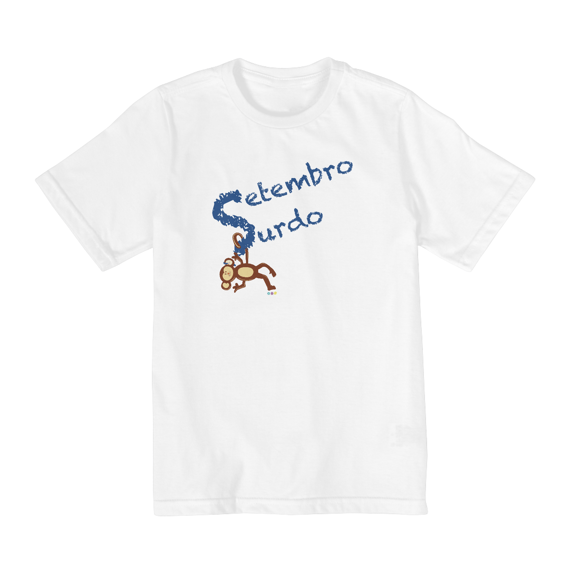 Camiseta infantil Nico - macaco surdo - Setembro Surdo 