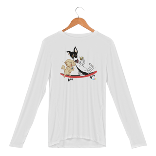 Nome do produtoManga longa esportiva Café e Chico - cachorros no skate 