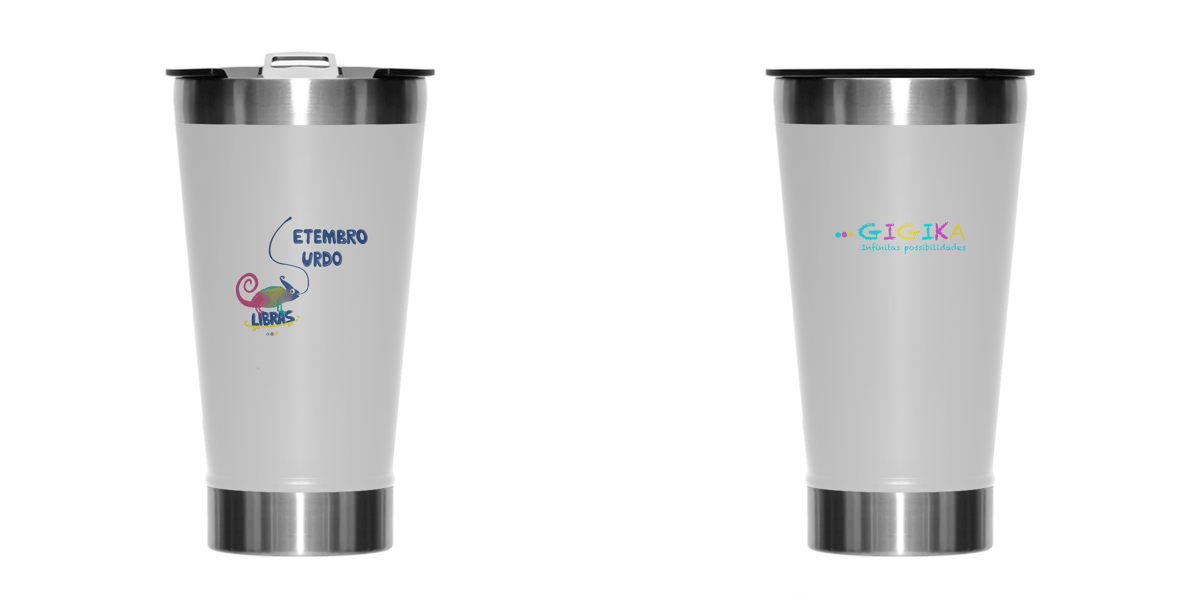 Nome do produto: Copo térmico Klaus - camaleão surdo - Setembro Surdo