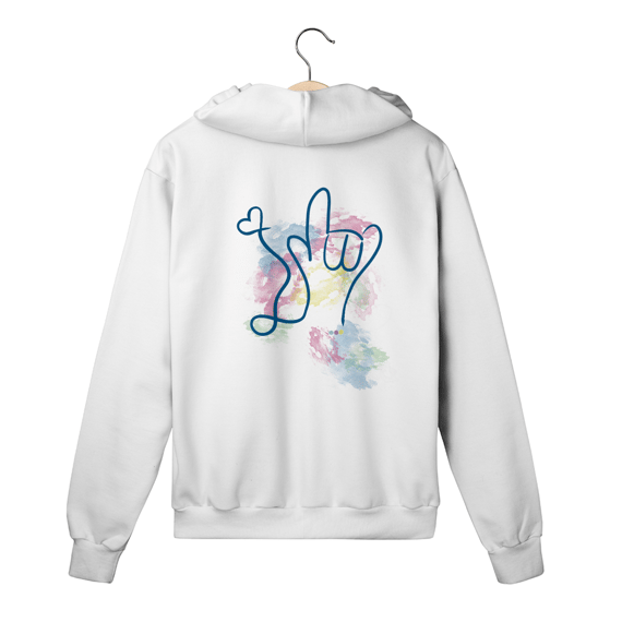 Moletom c/ zíper I love (aquarela) ASL/ Libras