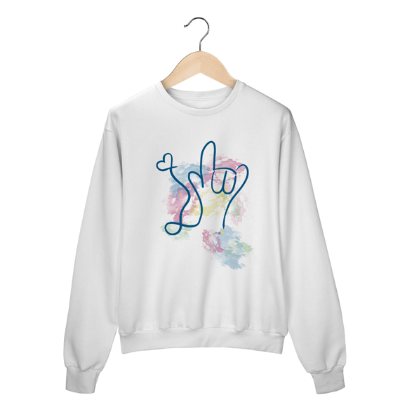 Moletom fechado I love you (aquarela) ASL/Libras