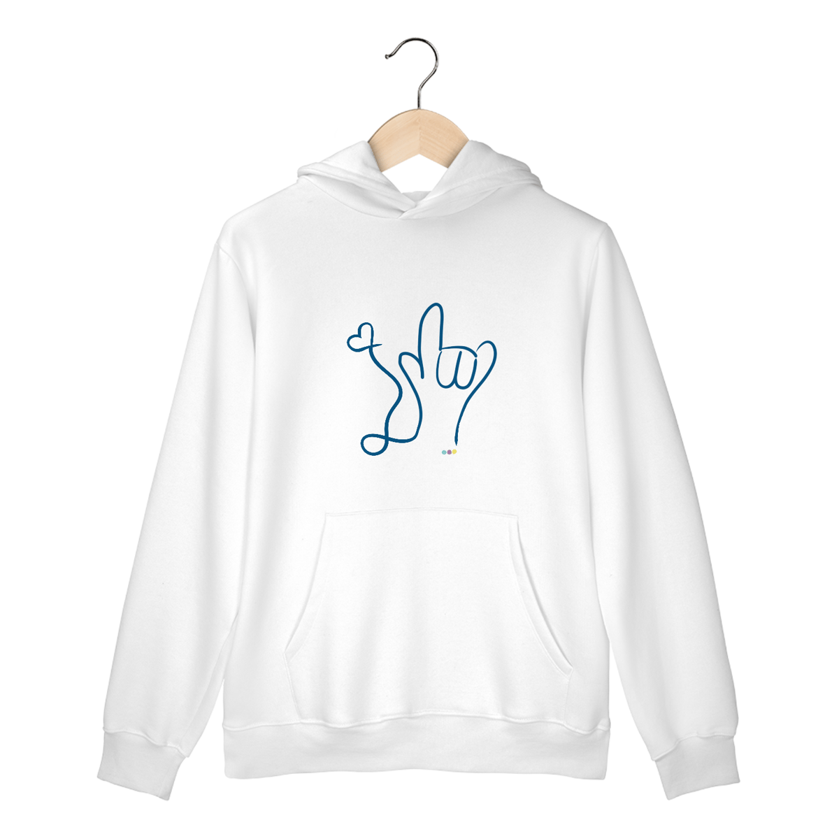 Nome do produto: Moletom canguru I love (azul) ASL/Libras