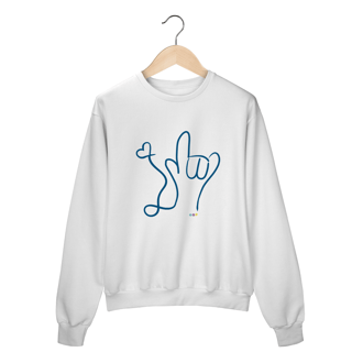 Nome do produtoMoletom fechado I love (azul) ASL/Libras