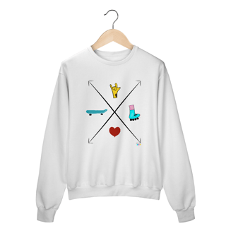 Nome do produtoMoletom fechado seta (love skate e patins)