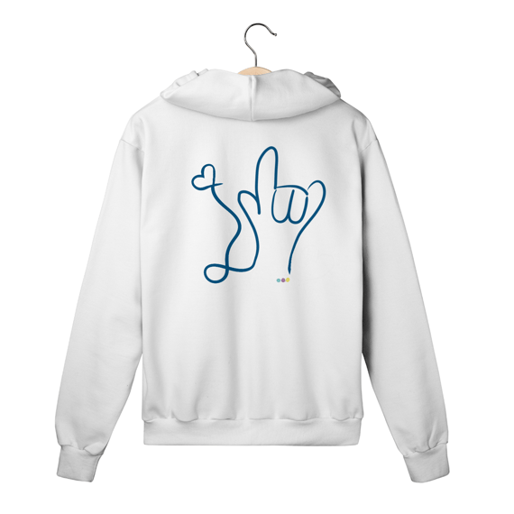Moletom c/ zíper I love (azul) ALS/Libras