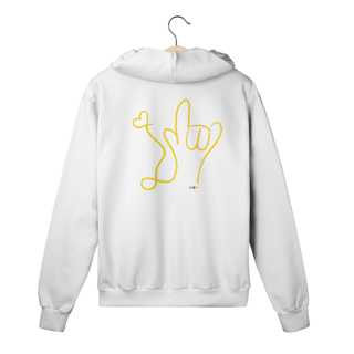 Nome do produtoMoletom c/ zíper I love (amarelo) ALS/Libras