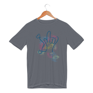 Nome do produtoCamiseta esportiva I love you (aquarela) ASL/ Libras 