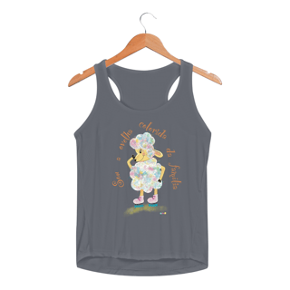 Nome do produtoRegata fem esportiva Raibow - ovelha colorida - com frase 