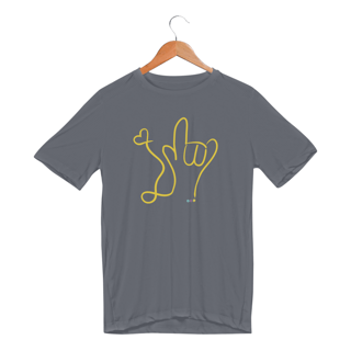 Nome do produtoCamiseta esportiva I love you (amarela) ASL/ Libras 