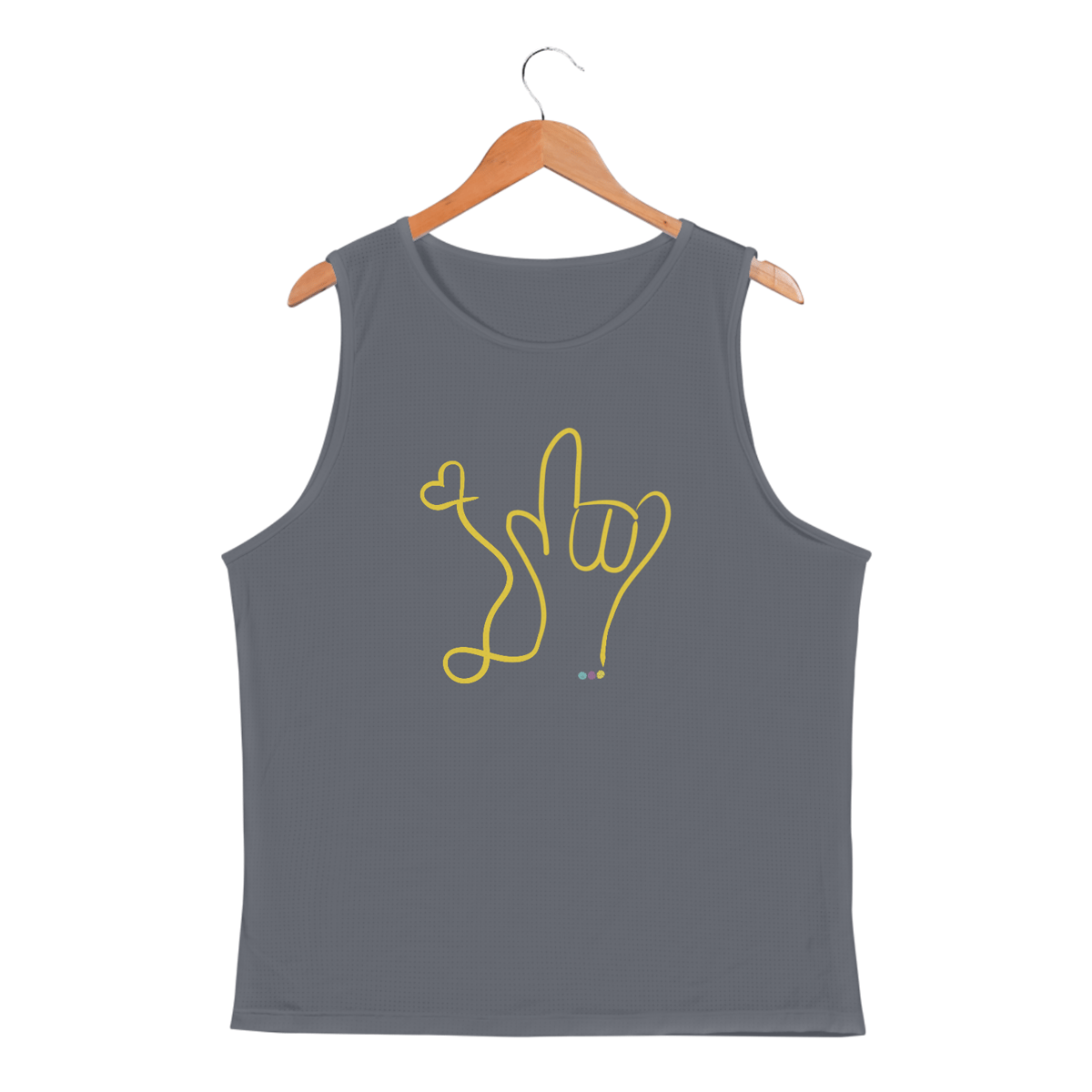 Nome do produto: Regata masc esportiva I love you (amarela) ASL/ Libras 