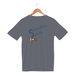 Nome do produtoCamiseta esportiva Nico - macaco surdo - Setembro Surdo