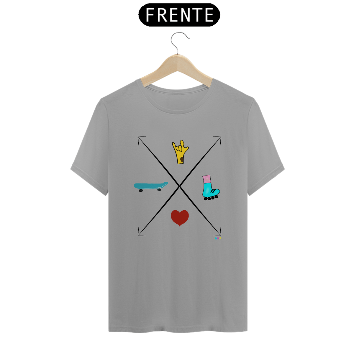 Nome do produto: Camiseta Setas - love skate e patins (ASL/ Libras)