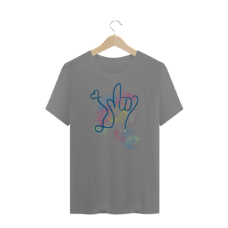 Nome do produtoCamiseta plus size I love you - aquarela (Libras)