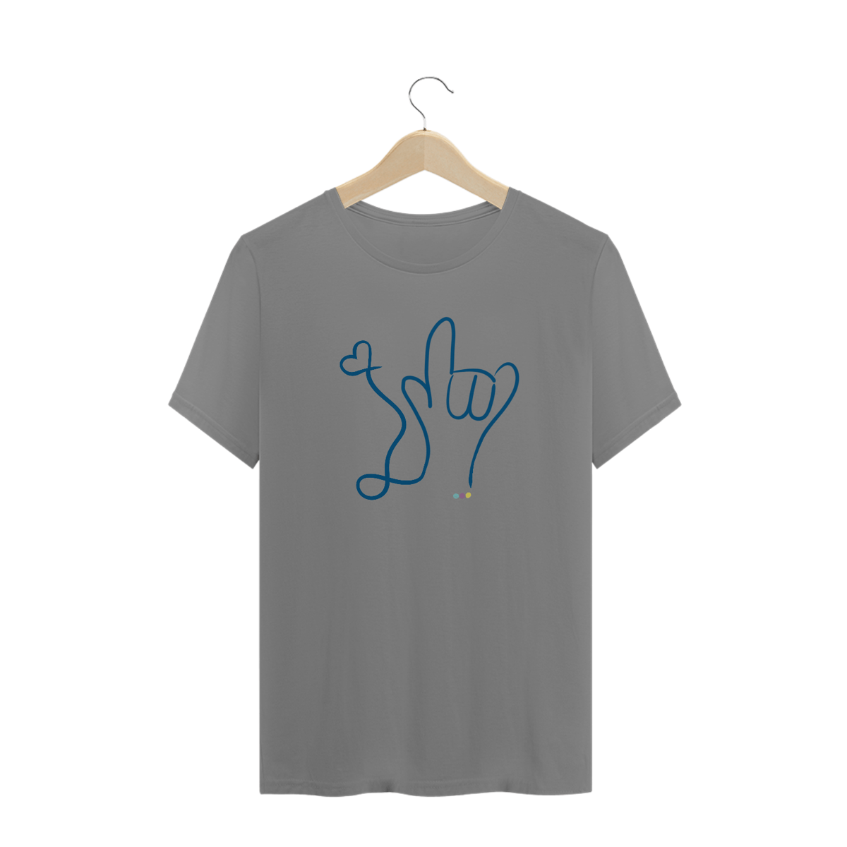 Nome do produto: Camiseta plus size I love (azul) ALS/Libras