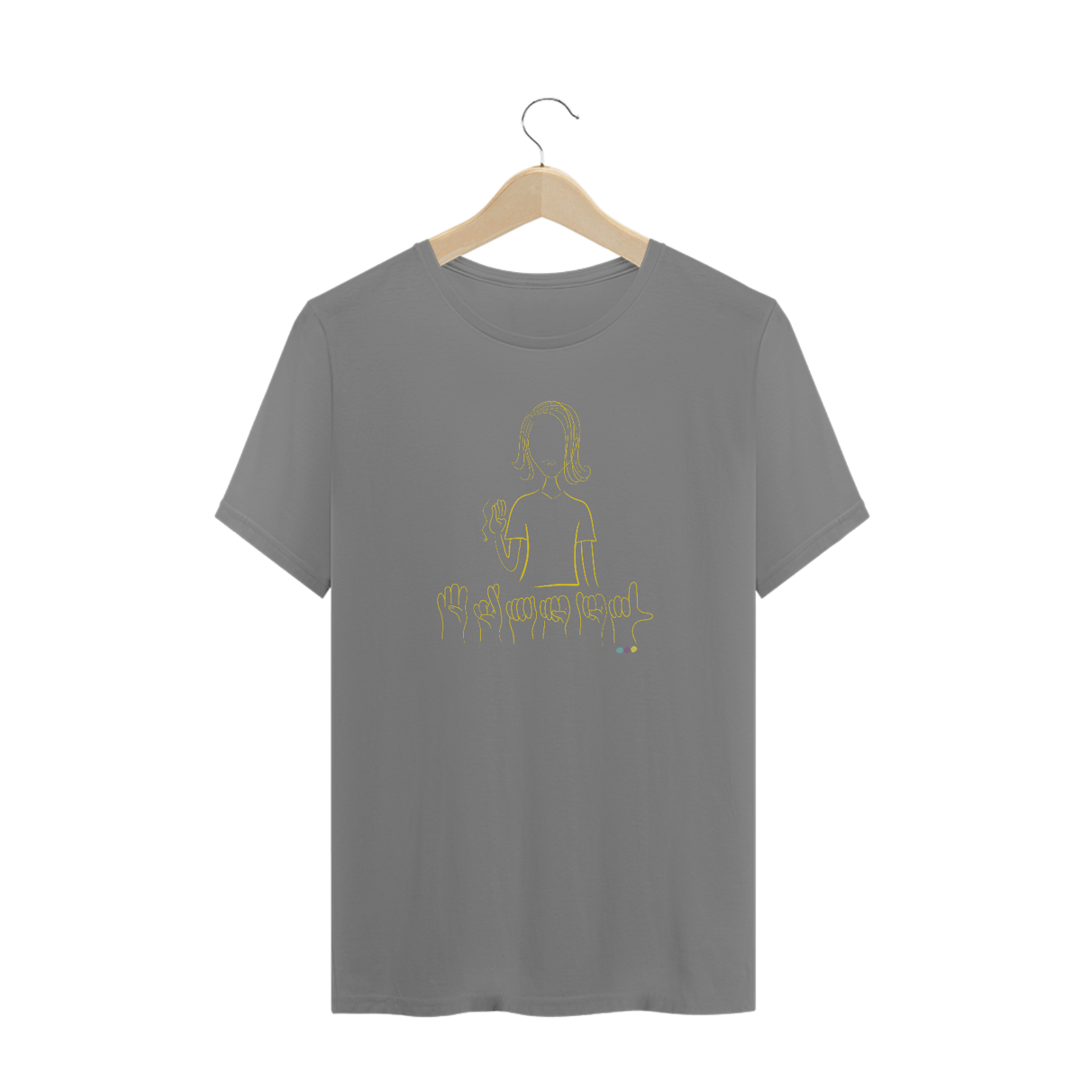 Nome do produto: Camiseta plus size Brasil (sinal em Libras) amarela 