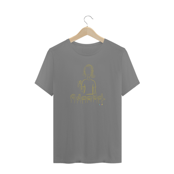 Camiseta plus size Brasil (sinal em Libras) amarela 