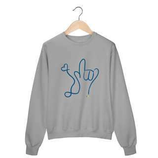 Nome do produtoMoletom fechado I love (azul) ASL/Libras