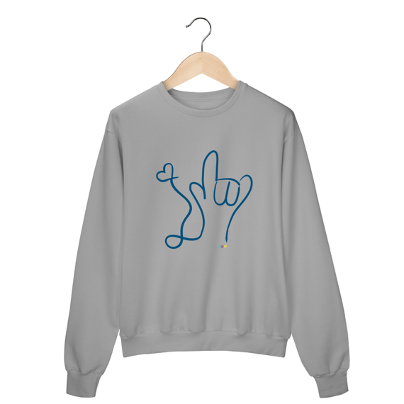 Moletom fechado I love (azul) ASL/Libras