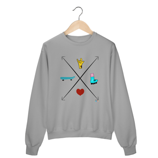 Nome do produtoMoletom fechado seta (love skate e patins)