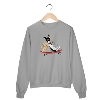 Nome do produtoMoletom fechado Café e Chico - cachorros no skate