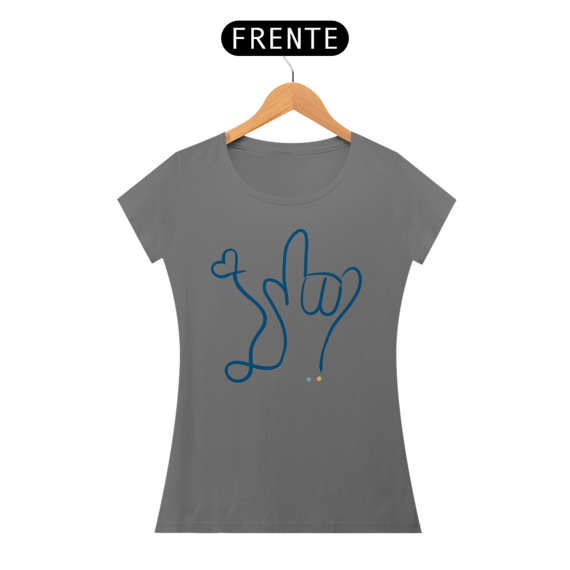 Baby look estonada I love (azul) ALS/Libras 