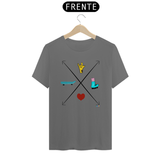 Nome do produtoCamiseta estonada Setas - love skate e patins (ASL/ Libras)